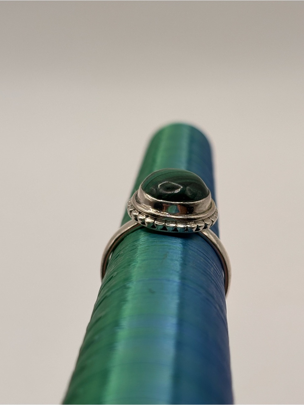 925 Sterling Silver Malachite Ring Green Gemstone Ring Size 7 - Picture 4 of 4